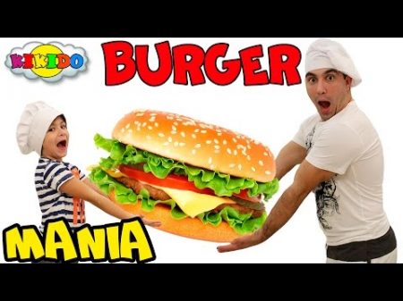 ЧЕЛЛЕНДЖ Бургер Мания Кто быстрей соберет мини бургеры Видео для детей Burger mania Кикидо