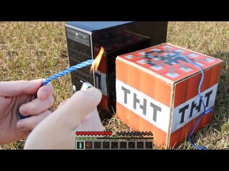 Minecraft in Real Life! blow up a PC with TNT!! RATE