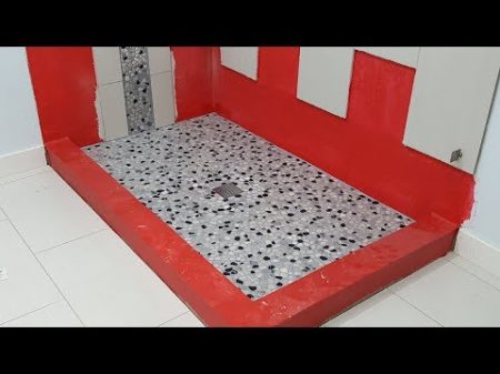 Install a Pebble Tile River Rock Shower Floor Grout Перестройка пола в душевой Затирка