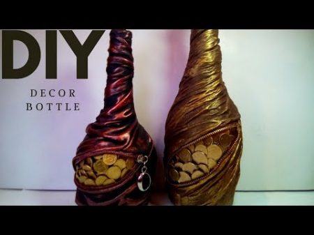 Декор бутылок тканью и монетами своими руками DIY ROOM DECOR! Decorative glass bottles