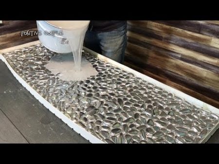 Quilted Chest of Drawers Table Top made of Foil Pebbles and Epoxy Комод с Фольгой и Эпоксидкой