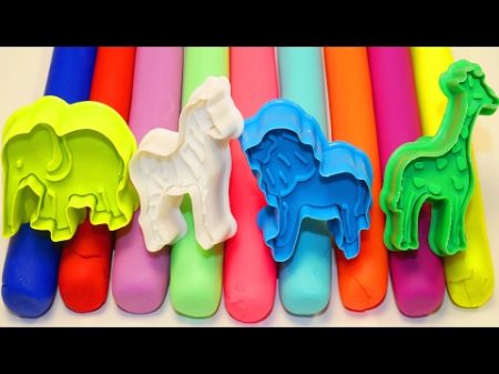 Пластилин Плей до Учим Цвета Учим Животных Лепим Слон Зебра Лев Жираф Развивающее видео Для малышей
