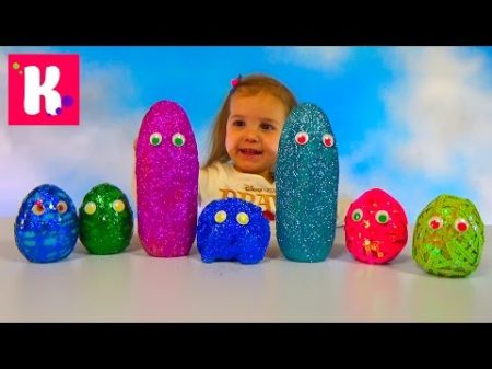 Смешные заводные животные Яйца с глазками и блёстками Обзор игрушек