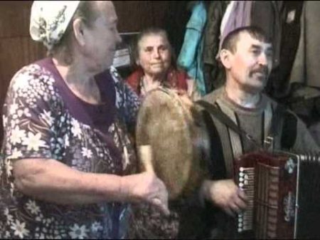Игра на бубне и гармони село Воронцовка Полтавского района Омской области