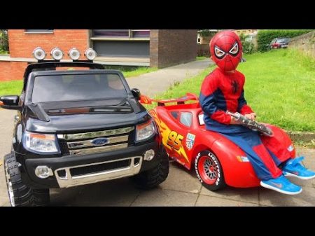Человек Паук Катается на Машине Молния Маквин Spider Man Ride Cars Lightning McQueen and Ford Ranger
