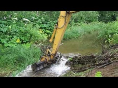 Разрушение дамбы Cat 312C Destruction of beaver dams