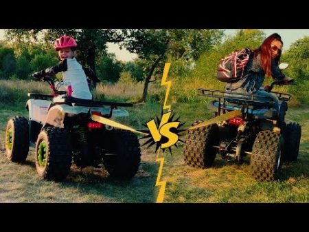Power Wheels Tug of War on kids Quad Bike Baby baker Den vs Funny Mom!