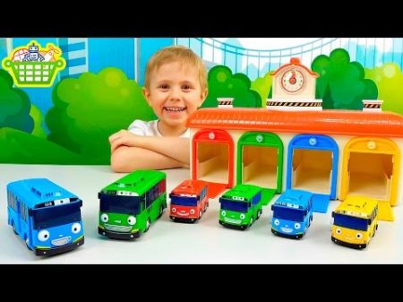 Тайо маленький автобус его друзья и Гараж Даник и Игрушки из мультфильма Тайо Taio bus