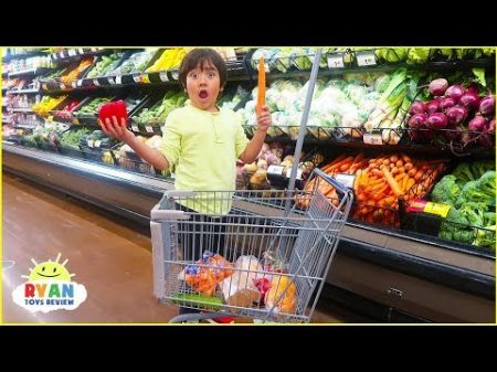 Ryan Pretend Play Kids Size Shopping Cart! Learn Healthy Food Choices!