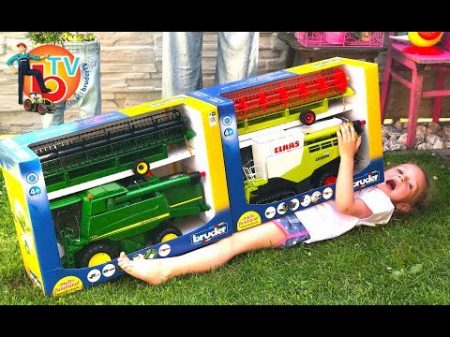 BRUDER TOYS Traktor Combine harvester Live UNBOXING Kids videos