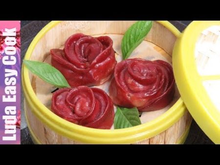 КИТАЙСКИЕ ПЕЛЬМЕНИ РОЗОЧКИ Цветные Пельмени на ПАРУ Вкусно и Красиво Rose Dumplings Chinese