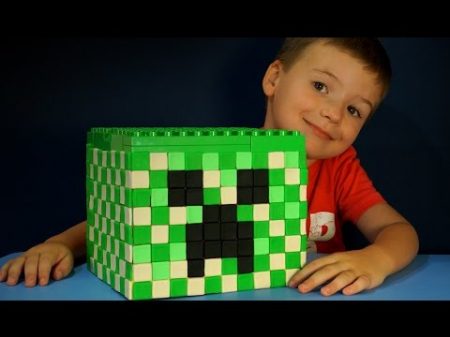 Giant Play Doh Lego Minecraft Creeper Head with Surprise Eggs Игрушки Майнкрафт