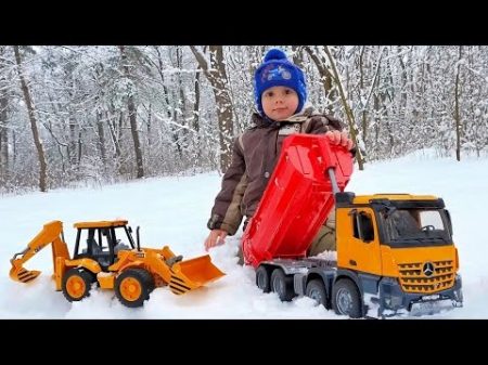Машинка BRUDER самосвал в снежном лесу Играем с Даником машинками Брудер Курносики Junior