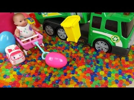 Baby doll and Dirt cart Surprise eggs color candy Kinder Joy toys