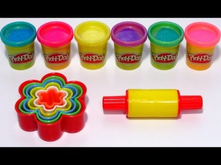 Учим цвета на английском с пластилином c блёстками Play Doh Sparkle и формочками