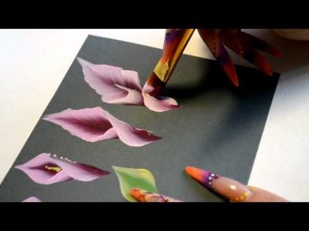 Учимся китайке урок 5 2часть Рисуем цветы Каллы Дизайн ногтей