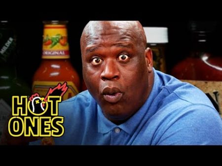 Shaq Tries to Not Make a Face While Eating Spicy Wings Hot Ones
