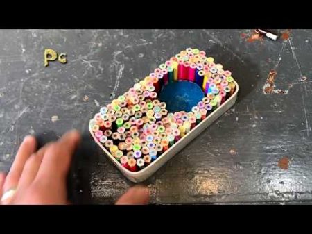 Phone case made of pencils and epoxy Карандаши и эпоксидная смола