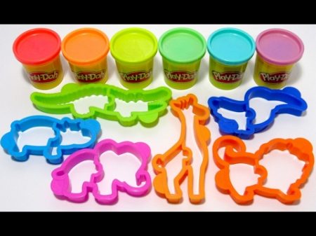 Играем и учим цвета на английском языке с пластилином Play Doh и формочками животными