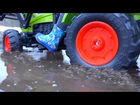 BaBy застрял в ГРЯЗИ FUNNY BABY Big Truck stuck in the mud Ride On POWER WHEEL