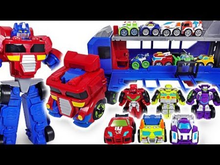 Wow! King Kong! Transformers Rescue Bots Flip Racers Optimus Prime track trailer! Go! DuDuPopTOY