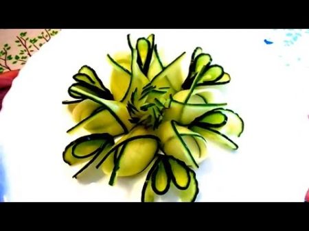 4 LIFE HACKS HOW TO MAKE CUCUMBER FLOWER ROSE CUCUMBER DESIGN GARNISH VEGETABLE CARVING