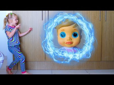 Настя Кукла и волшебный телепорт Видео для детей Baby doll and Nastya teleported in magic cupboard