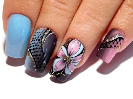 Красивый и простой дизайн ногтей ТОП удивительные дизайны ногтей Цветок в сетке