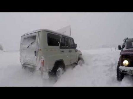 На бездорожье в Московский снегопад Не проходимый маршрут Мега УАЗ