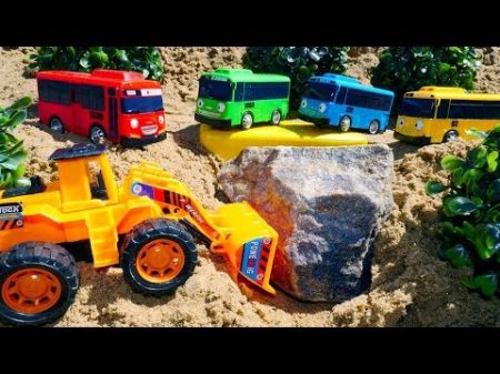 Видео для детей Автобусы Тайо и машинки строят мост