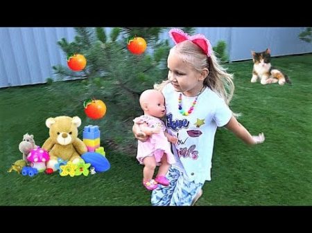 Alice play with fun puppet and show toys for a pretend baby doll