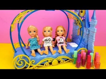Sleepover at Cinderella ! Elsa Anna toddlers LOL surprise dolls moj moj coloring
