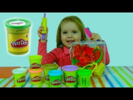 Лепим животных из Play Doh кот зайчик птичка мышка треугольник мишка