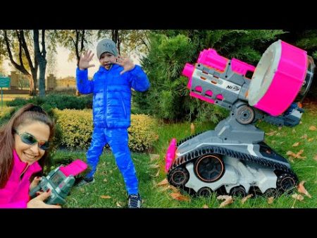 Mom and Den play with TERRASCOUT Nerf DRONE