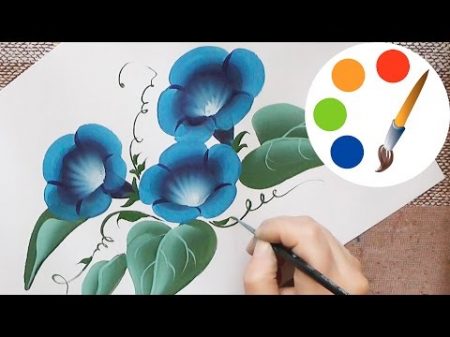 Paint a flower The convolvulus Morning Glory flower One stroke irishkalia