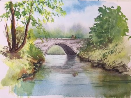 Как рисовать мост Акварель How to draw paint the Bridge Watercolour